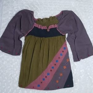 Vintage Bohemian Hippie Embroidered One Size Pullover Tunic Top